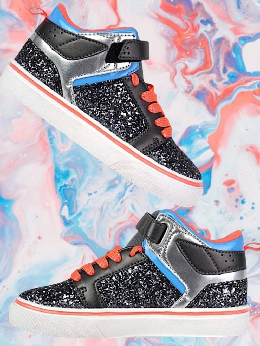 NWT Ocean Pacific Glitter Sneakers Girls Fashion Shoes Youth Size 3 OP NEW